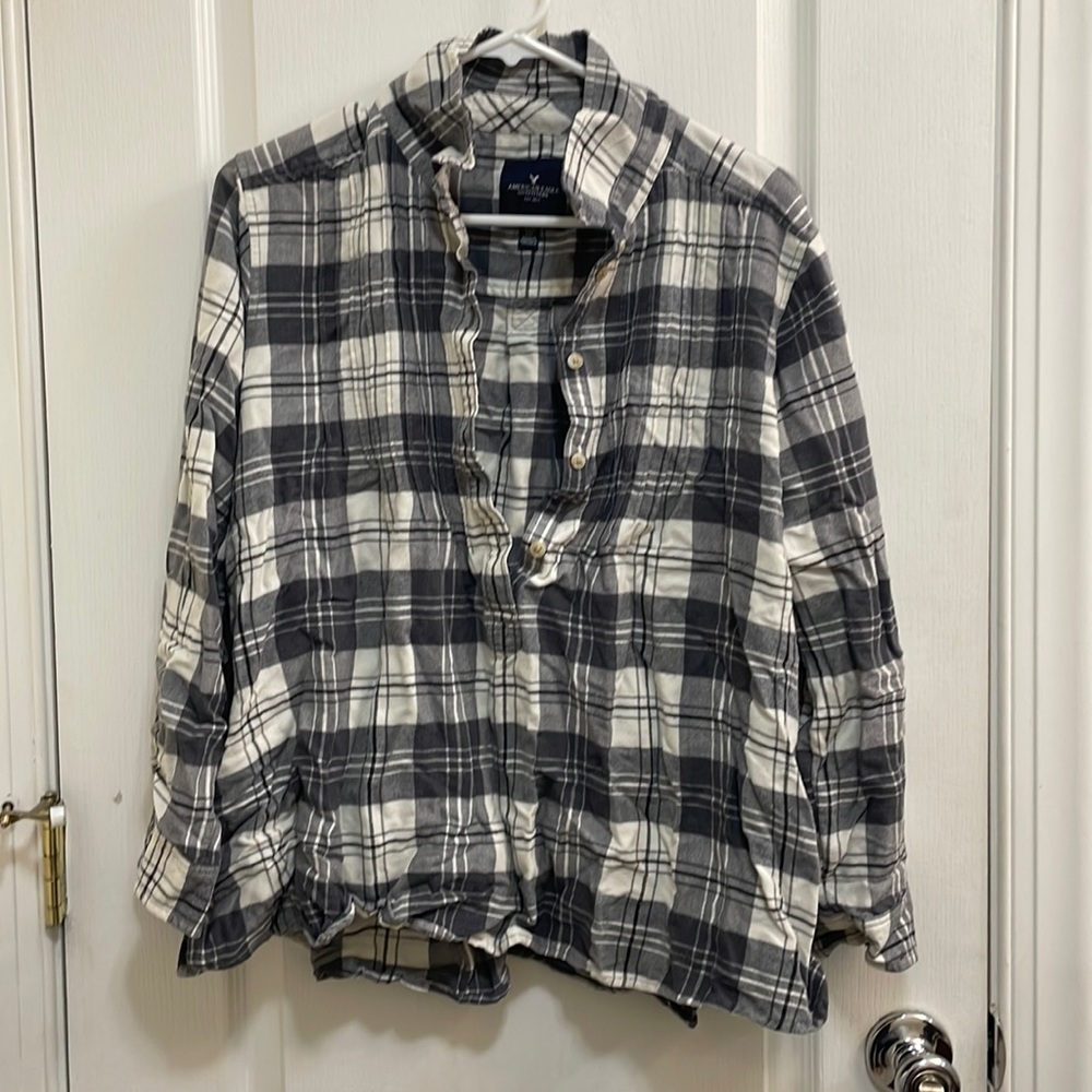 American Eagle half button up flannel